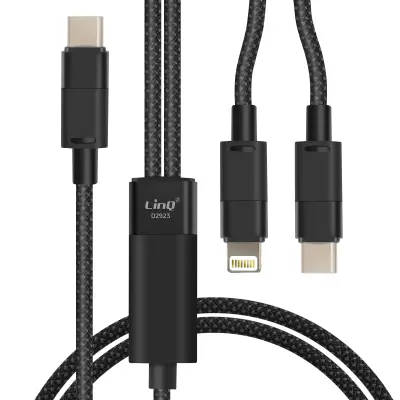 LinQ, USB kabel Za strele in USBC 1,2 m, Črna