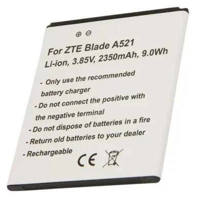 Baterija za pametni telefon ZTE Blade A521 / A520 / A520C Li-ion 3.85V 2350mAh 9 Wh, Bela
