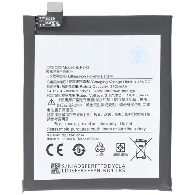 Baterija Li-ion 3,87 V za pametni telefon OnePlus 7T Združljiva BLP743, Bela