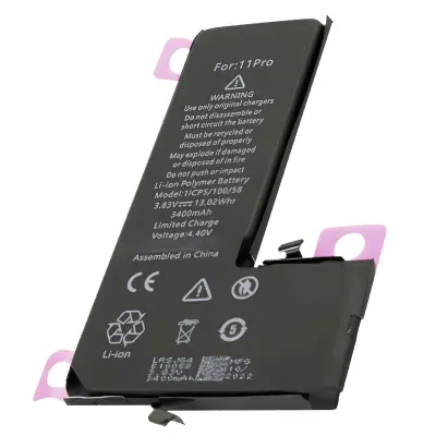 Li-polimerna baterija 3.83V za pametni telefon iPhone 11 Pro, združljiva z 616-00659, Črna
