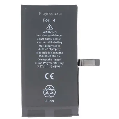 Baterija za iPhone 14 Li-Polymer 3,87V 3279mAh, ki jo je mogoče diagnosticirati 12,68 Wh, Črna