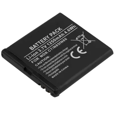 3,7 V Li-ionska baterija za združljiv telefon Nokia C7 N85 N86 1250mAh, Črna