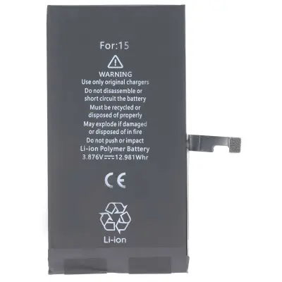 Baterija za iPhone 15 Li-polimer 3.87V 3349mAh 12.98Wh, Črna