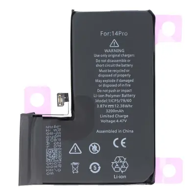 Baterija za iPhone 14 Pro Li-polimerna 3.87V 3200mAh 12.38Wh, Črna