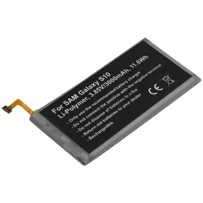 Li-polimerna baterija 3000 mAh za pametni telefon, združljiva s Samsung Galaxy S10, 3,85 V, Črna
