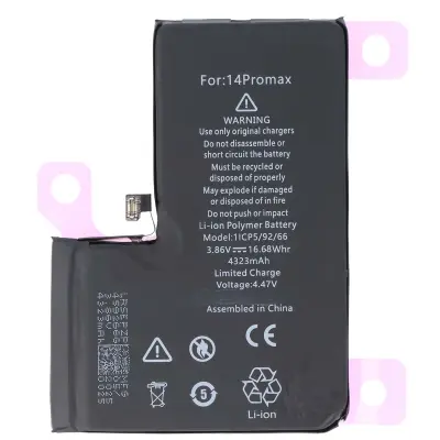 Nadomestna baterija za iPhone 14 Pro Max Li-polimer 3,86 V 4323 mAh, Črna