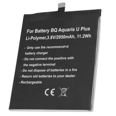 Li-polimerna baterija 3,8V za pametni telefon BQ Aquaris U 2950mAh, Črna