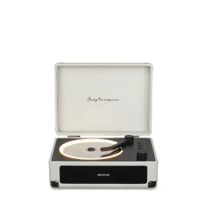 PRIXTON Prenosni CD Predvajalnik Boogie z Bluetoothom, FM Radiem in AUX, Zvočnik 6 W, Združljiv CD/MP3/WMA, Oblika Kovčka, Kremna Barva