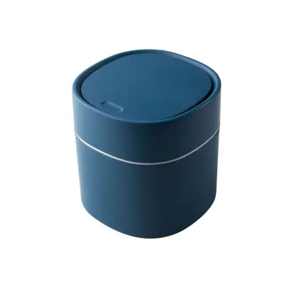 Mini Namizni Koš za Smeti z Poklopnim Pokrovom - Kompakten in Odporen na Vonjave Blue