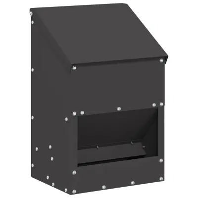 vidaXL Hranilnik za piščance Črna 21 x 16 x 33 cm Hladno valjana jeklo
