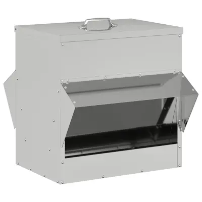 vidaXL Hranilnik za piščance srebrna 40,5 x 45 x 41 cm Cinkana jeklena