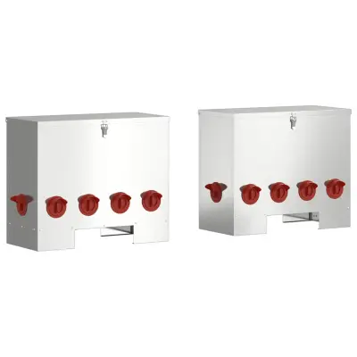 vidaXL Hranilnik za piščance 2 pcs srebrna 60,5 x 29 x 51 cm