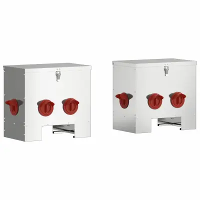 vidaXL Hranilnik za piščance 2 pcs srebrna 40,5 x 25 x 38 cm