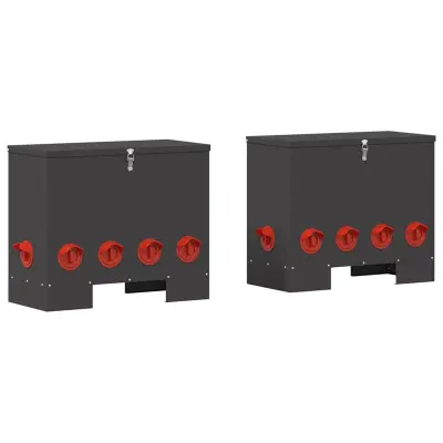 vidaXL Hranilnik za piščance 2 pcs Črna 60,5 x 29 x 51 cm