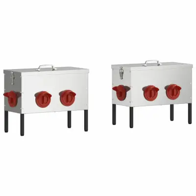 vidaXL Hranilnik za piščance 2 pcs srebrna 41,5 x 20,5 x 33 cm