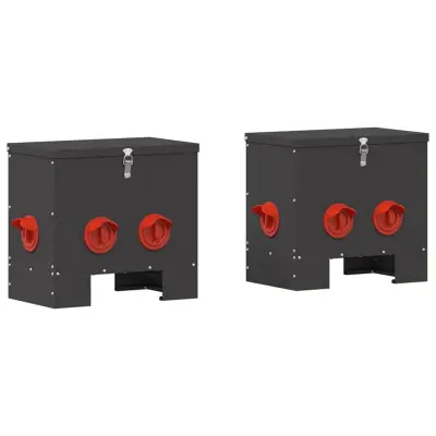 vidaXL Hranilnik za piščance 2 pcs Črna 40,5 x 25 x 38 cm