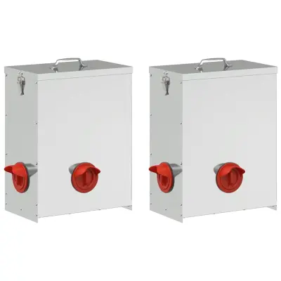 vidaXL Hranilnik za piščance 2 pcs srebrna 32,5 x 20,5 x 43 cm