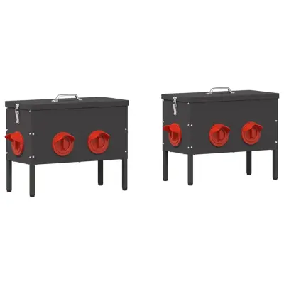 vidaXL Hranilnik za piščance 2 pcs Črna 41,5 x 20,5 x 33 cm