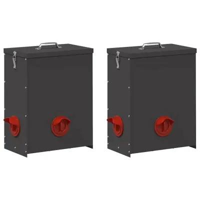 vidaXL Hranilnik za piščance 2 pcs Črna 32,5 x 20,5 x 43 cm