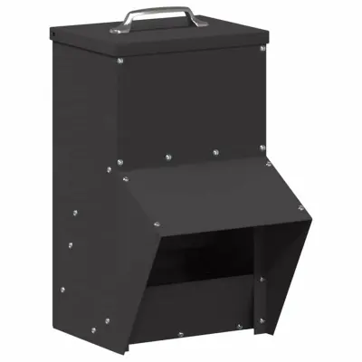 vidaXL Hranilnik za piščance Črna 20 x 25 x 35 cm Hladno valjana jeklo