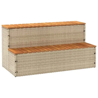 vidaXL Korak za masažno kad bel 100x50x50,5cm poli ratan/trden akacija