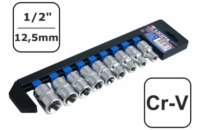 Industrijski set nastavkov šestkotni 1/2 za E-profil (E10-E24) iz krom-vanadij jekla