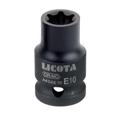 1/2 šestkotni Udarni Ključ E20, 38 mm, Cr-Mo s Črnim Fosfatnim Premazom za Profesionalno Uporabo