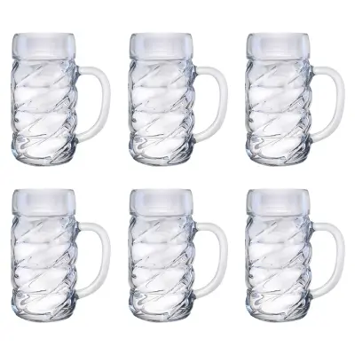 Set 6 pivskih steklenic Diamond 1L, faceta rezano, premium vrči