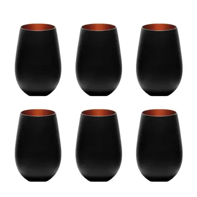 Barvna steklena kozarca ELEMENTS 6er set črna-bronasta 456 ml