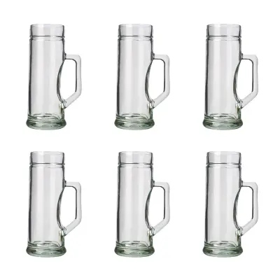 Set 6 pivskih vrčev Premium gladkih 0,3L, trpežni soda-lime kozarci za pivo