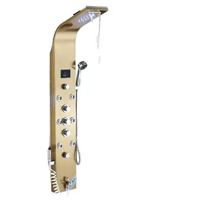 Zlati tuš panel, digitalni zaslon, LED lučka, zlati 8009