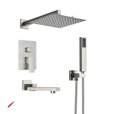 Komplet tuš pip, 12-palčni ultratanki tuš glava, sodoben dizajn, Brušena A-12palčna