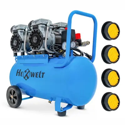 Industrijski brezoljni kompresor HEXWELT HW-KBO-4T-50L – 3000 W, 50 L, 8 bar, 380 L/min