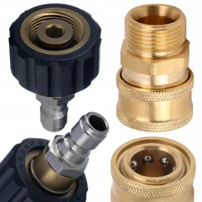 Powerlink Swivel Adapter M22x1.5 For 3/8 Šoba – Nerjaveče Jeklo, Medenina, 4000 PSI, 90°C, 30 L/Min