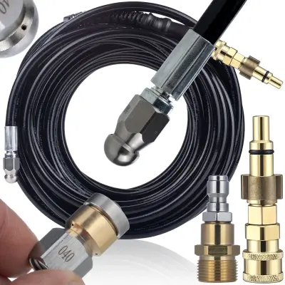 Hydrojet Pro Max 20M – Cev Za Kanalizacijo Od M22, 2 Šobi, Vrtljiva, 200 Bar | Nadomestni Del Za Visokotlačni Čistilnik Lavor