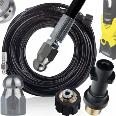 Cev Za Čiščenje Kanalizacije 20m – Šoba Zamenljiva, M22-Bajonet | Nadomestni Del Za Visokotlačni Čistilnik Kärcher K2–K7, 200 Bar, 60°C