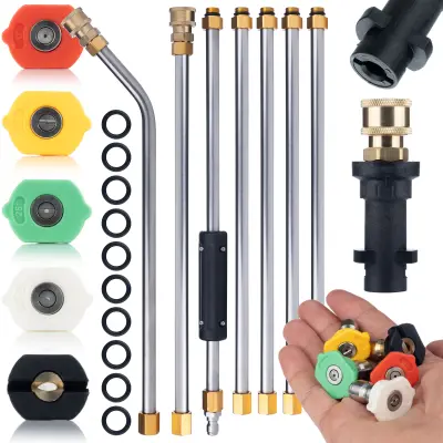 Set 7 Brizgalnih Cevi – Penilna Šoba, Bajonet Adapter | Nadomestni Del Za Visokotlačni Čistilnik Kärcher K2–K7, 250 Bar, 2,6 M