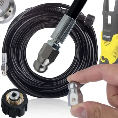 Cev Za Čiščenje Kanalizacije 35m Šoba – Naddomestni Del Za Visokotlačni Čistilnik Kärcher K2–K7 M22, 200 Bar, 60°C