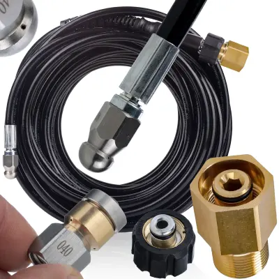 Jetpro Maxclean 20M Šoba – Cev Za Kalizacijo Z 3+1 Šobo In Rotacijsko Šobo | Nadomestni Del Za Visokotlačni Čistilnik Kärcher HD HDS, 200 Bar,