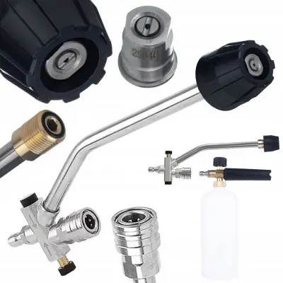 Dualjet Pro 1/4" Podvojna Brizgalna Cev 2v1 – Zamenljiva Šoba, Quick Connect, Nerjaveče Jeklo In Medenina, 27 Cm