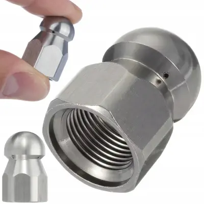 Šoba Kret 3/8" – Kalizacjacijska Šoba Za Čiščenje Cevi | Notranji Navoj, 4 Luknje, Nerjaveče Jeklo, Za Kärcher HD HDS