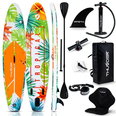 SUP deska Thunder 350 cm zelena – nosilnost 150 kg, komplet, aluminijasto veslo, sedež kajak