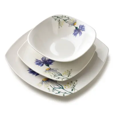 Jedilni servis porcelan Mondex Lea Cornflower 16,5/18/24 cm belo-modri 18-delni