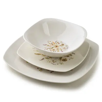 Jedilni servis porcelan Lea Beige 24x24/18x18 cm, skleda 500 ml bež 18-delni