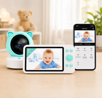 Otroška varuška- baby monitor HD 5″ prenos slike ter zvoka istočasno na priloženi monitor ter na mobili telefon