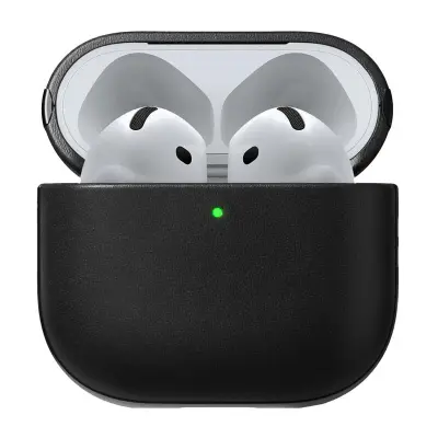 Nomad, Ovitek za AirPods 4, model Modern Leather, odporen na udarce, Črna