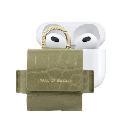 IDEAL OF SWEDEN, Mini torbica za AirPods 3 Flo Textured Croco s karabinom, Zelena