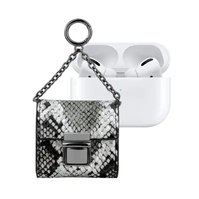IDEAL OF SWEDEN, Mini torbica za AirPods Any Generation Cosmo Snake Design z verigo, Bela / Črna