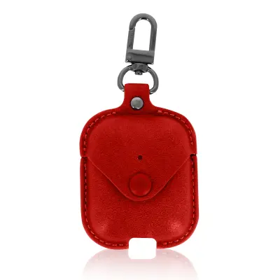 Etui za AirPods 1 Durable Smooth Leather Look, s karabinom, Devia Cowboy Series - rdeč