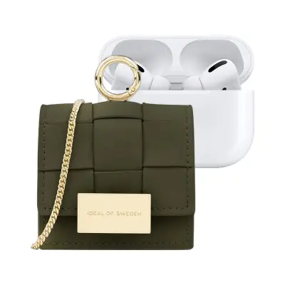 IDEAL OF SWEDEN, Mini torbica za AirPods Any Generation pleteni model z nastavljivim ramenskim trakom, Kaki